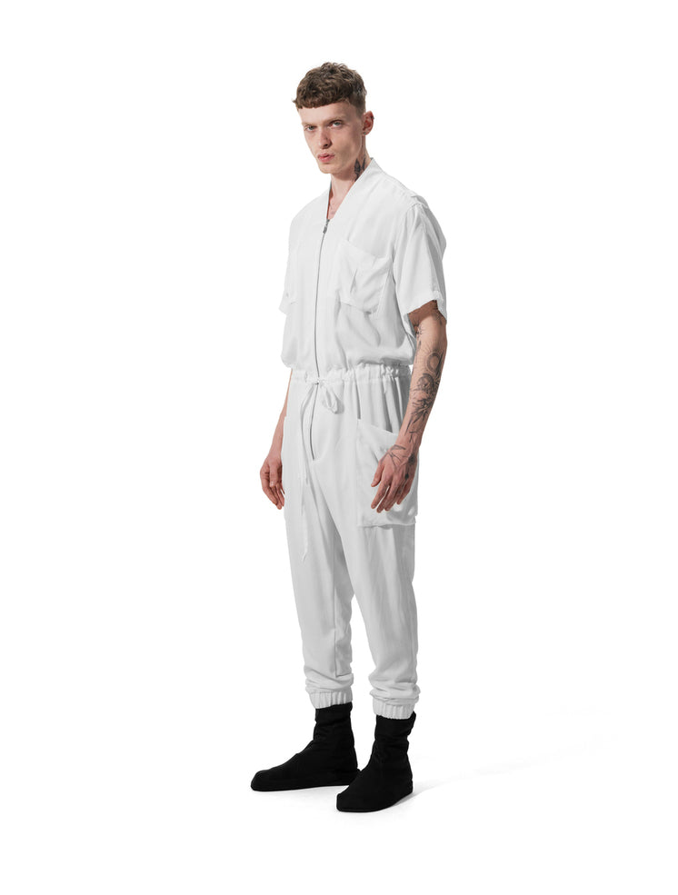 Ejja Design Fermuarlı Beli Bağcıklı Yarım Kollu Tencel Tulum — Samurai