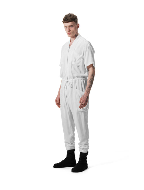 Ejja Design Fermuarlı Beli Bağcıklı Yarım Kollu Tencel Tulum — Samurai