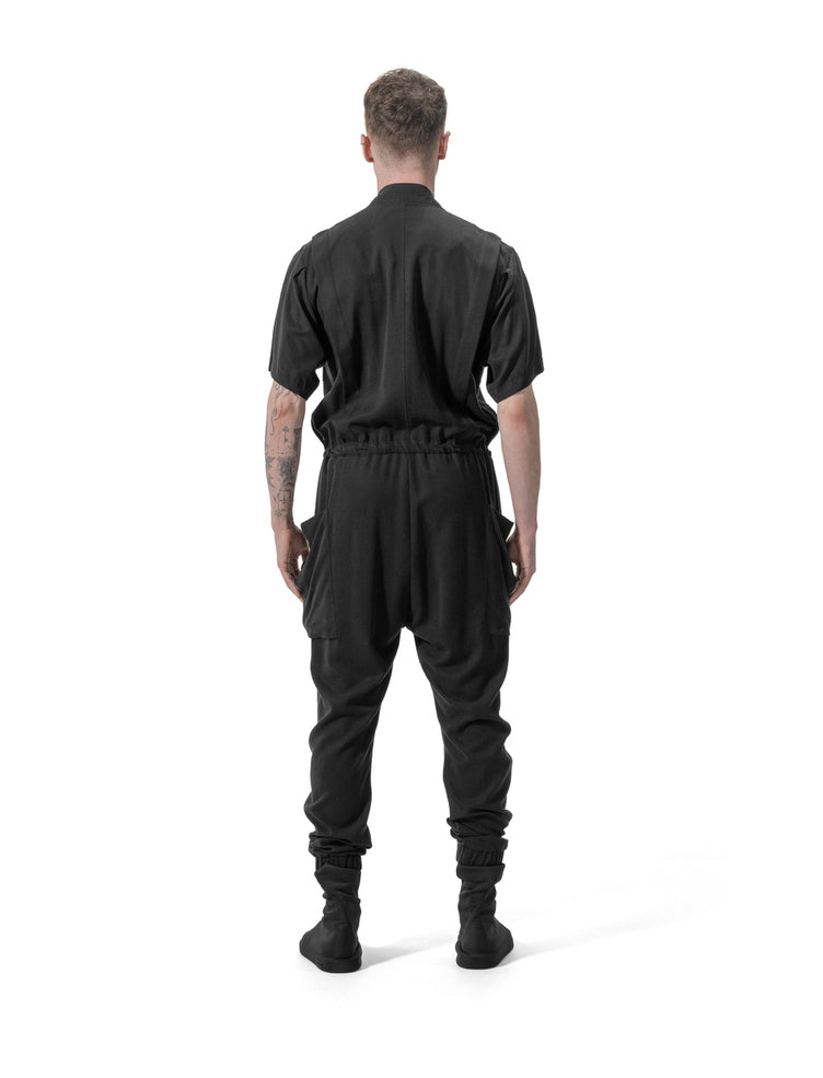 Ejja Design Fermuarlı Beli Bağcıklı Yarım Kollu Tencel Tulum — Samurai