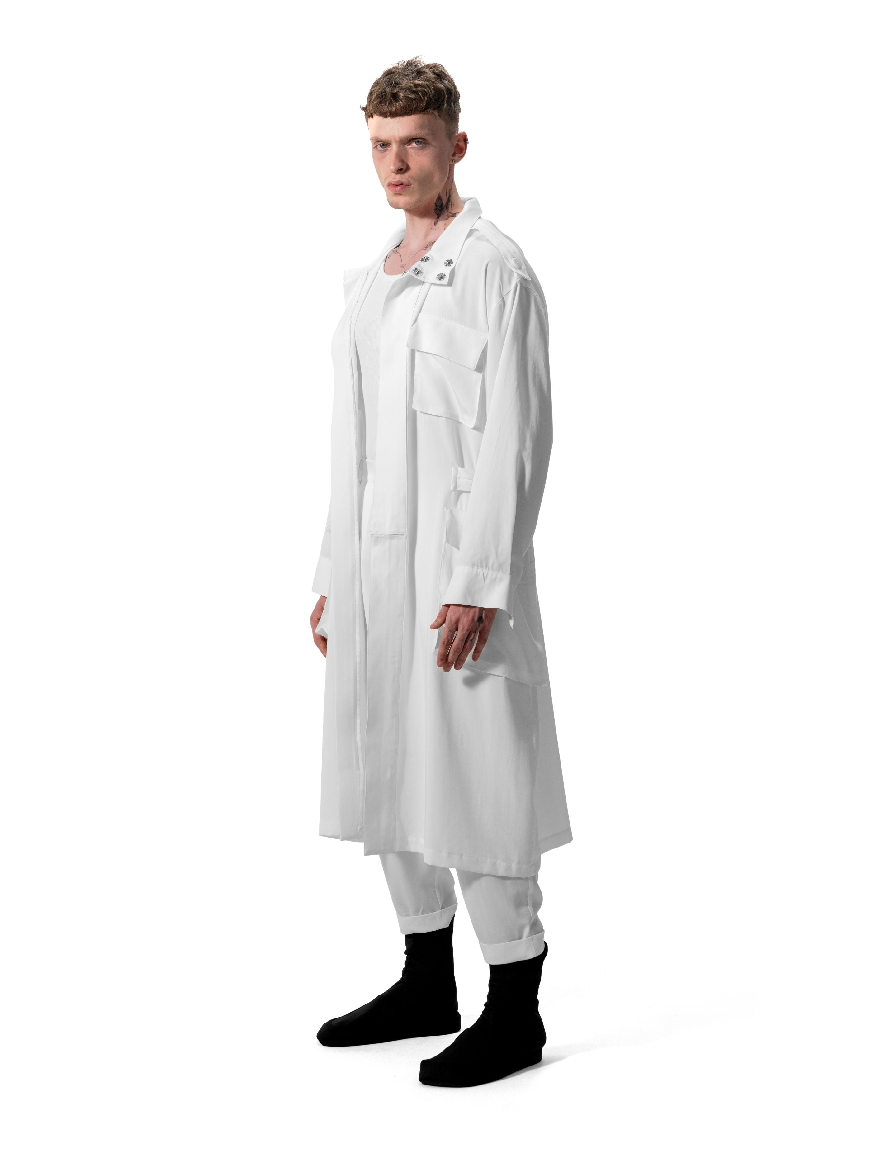Ejja Design Oversize Dik Yaka Uzun Kol Beli Ayarlanabilir Tencel Trenchcoat — Wabisabi