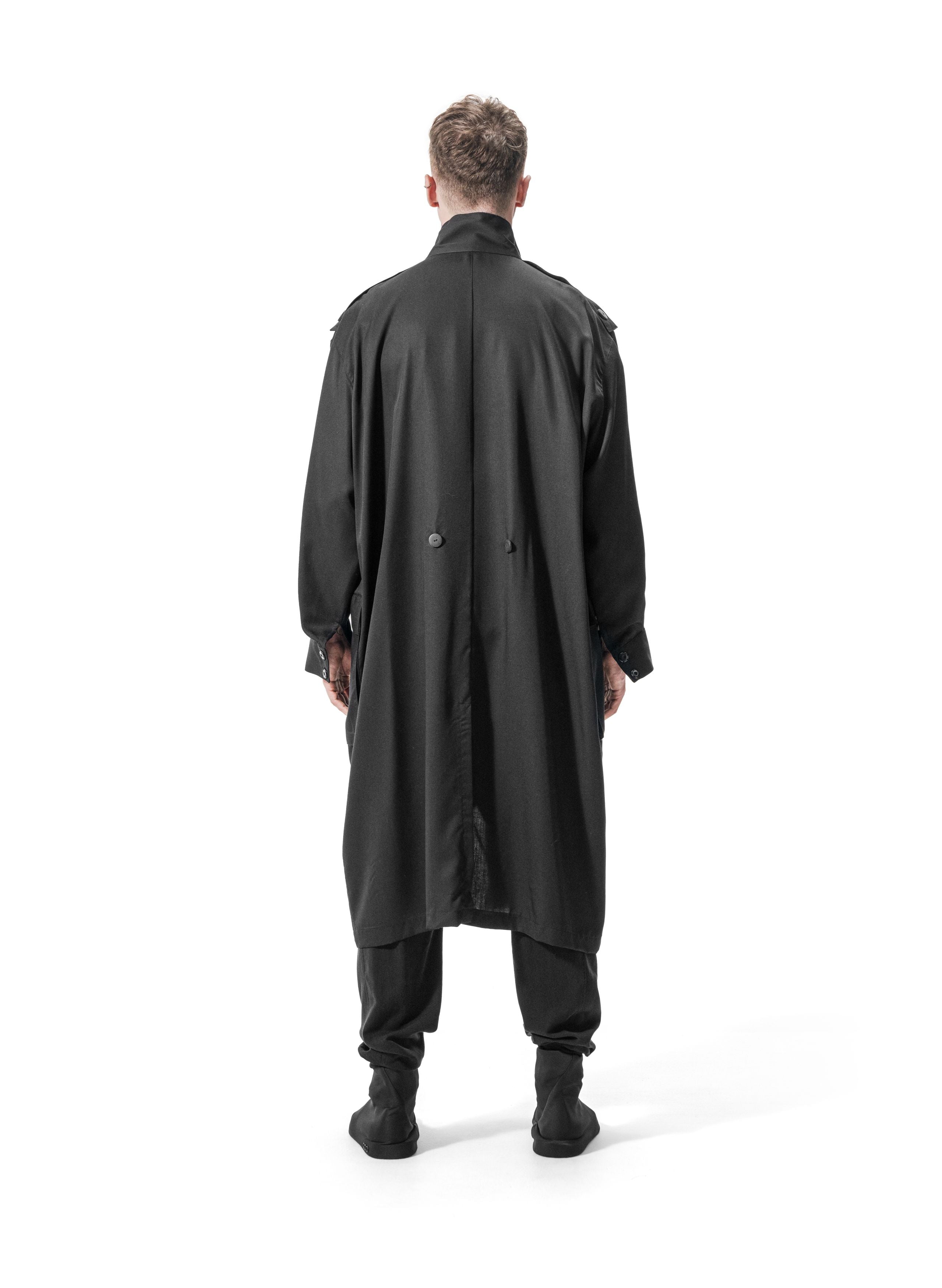 Ejja Design Oversize Dik Yaka Uzun Kol Beli Ayarlanabilir Tencel Trenchcoat — Wabisabi