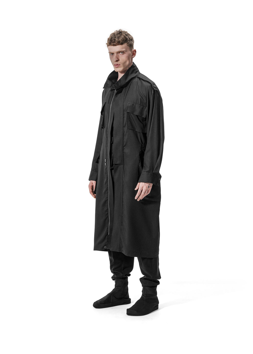 Ejja Design Oversize Dik Yaka Uzun Kol Beli Ayarlanabilir Tencel Trenchcoat — Wabisabi