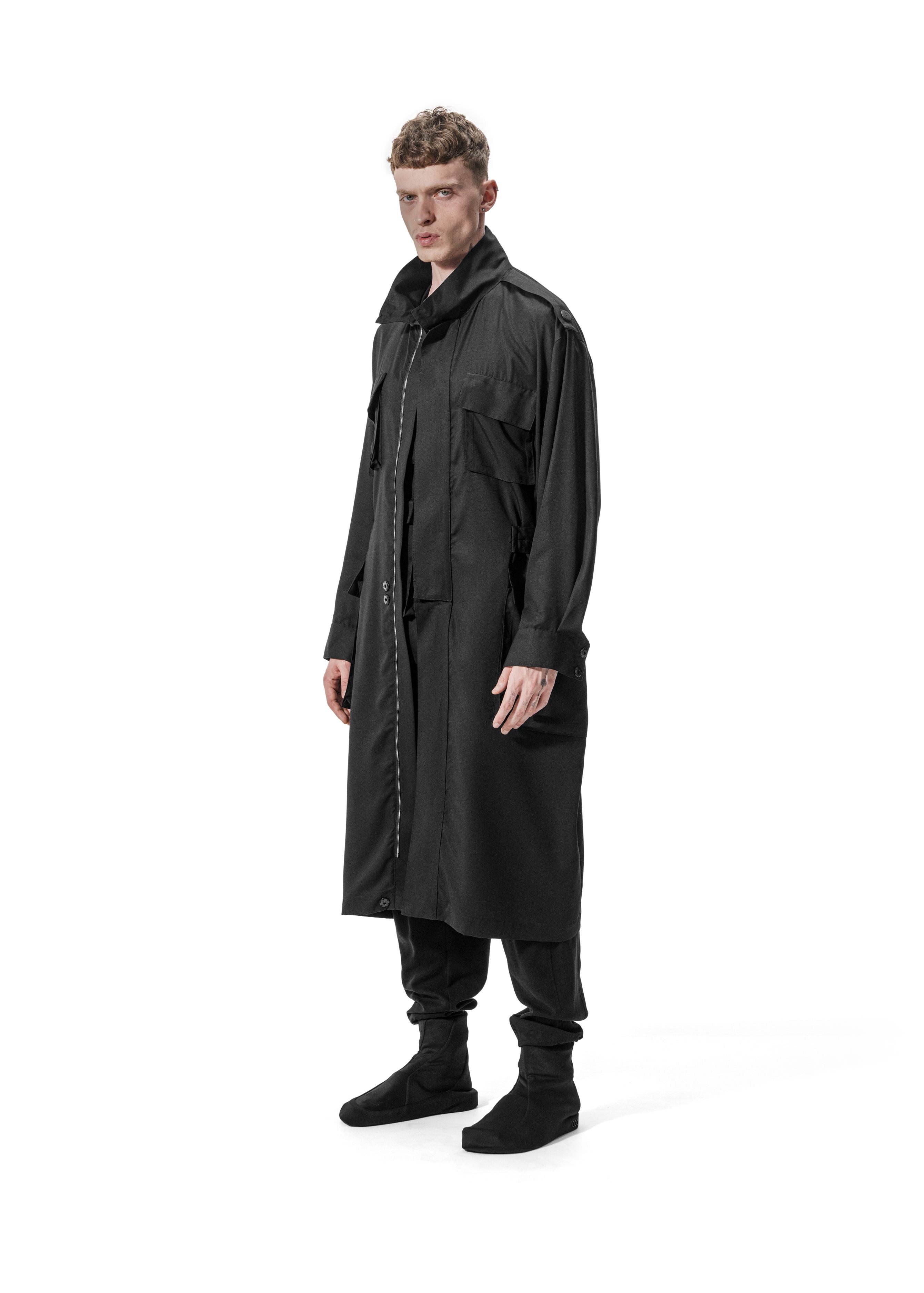 Ejja Design Oversize Dik Yaka Uzun Kol Beli Ayarlanabilir Tencel Trenchcoat — Wabisabi