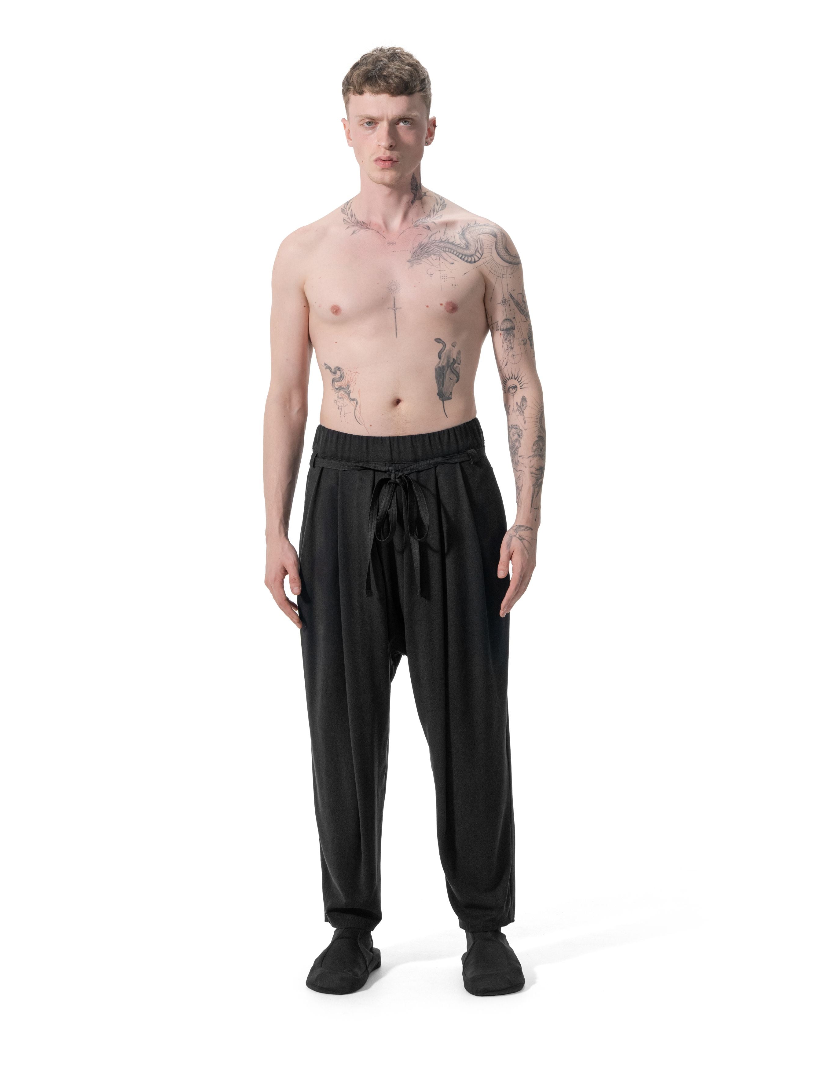 Ejja Design İç Pileli ve Bağcık Detaylı Yarı Şalvar Tencel Pantolon — Wabisabi