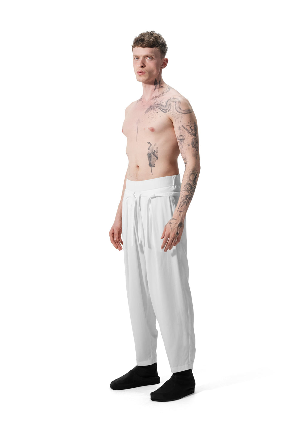 Ejja Design Pileli Ribana Lastik Kemerli Çift Katmanlı Bağcıklı Rahat Tencel Pantolon— Wabisabi