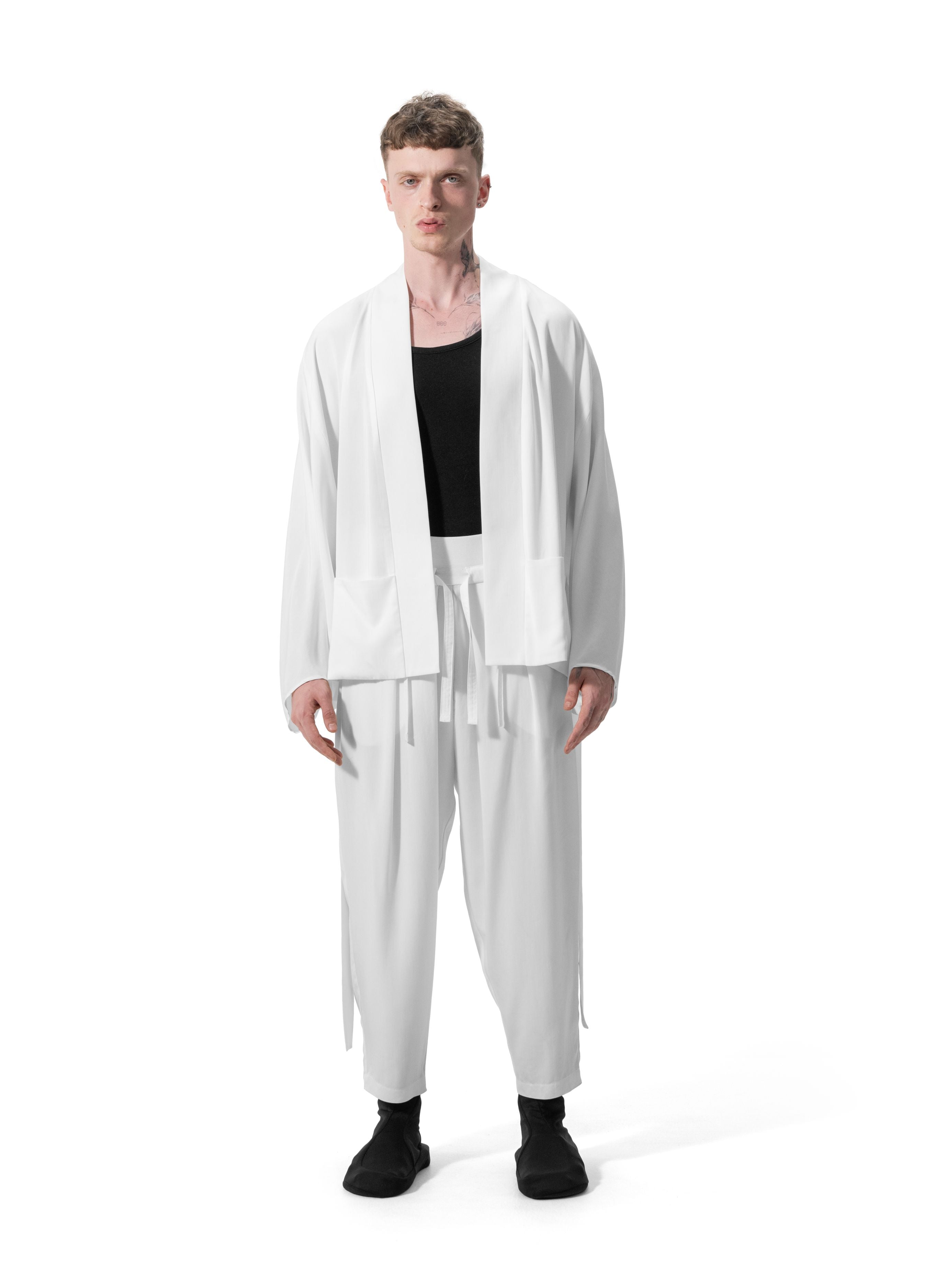 Ejja Design Yarasa Kollu Kemerli Çift Cepli Tencel Kimono — Wabisabi