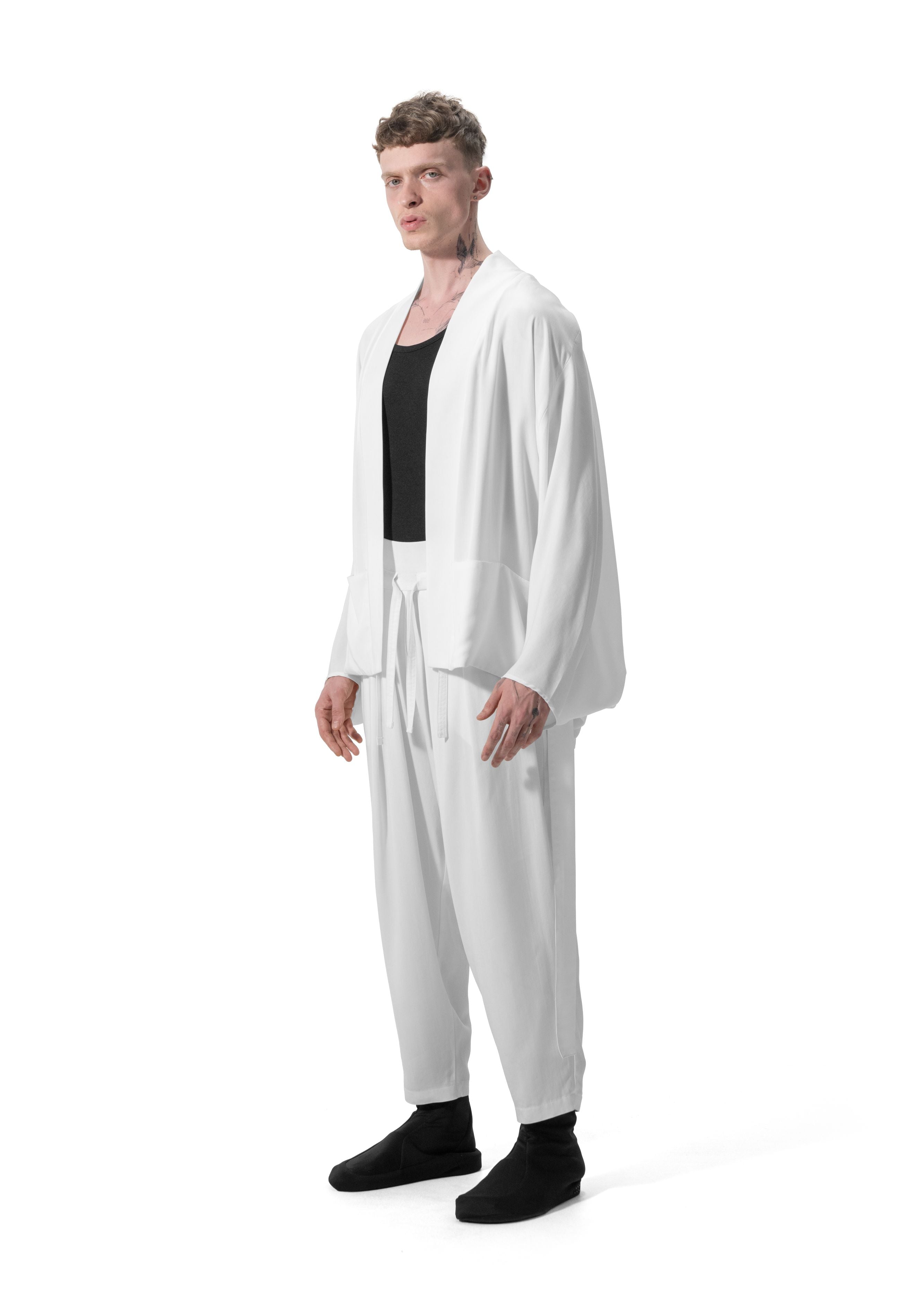 Ejja Design Yarasa Kollu Kemerli Çift Cepli Tencel Kimono — Wabisabi