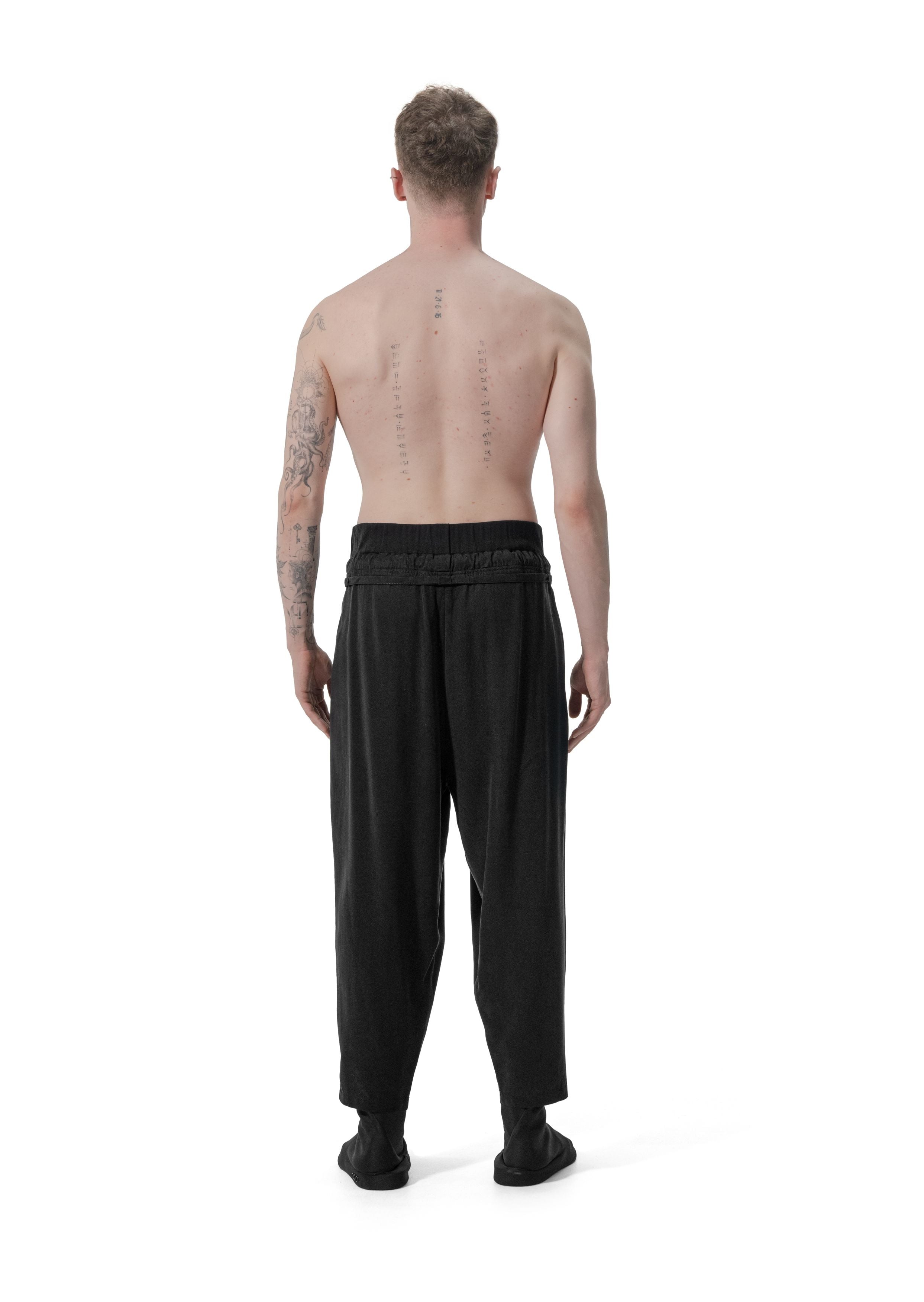 Ejja Design Pileli Ribana Lastik Kemerli Çift Katmanlı Bağcıklı Rahat Tencel Pantolon— Wabisabi