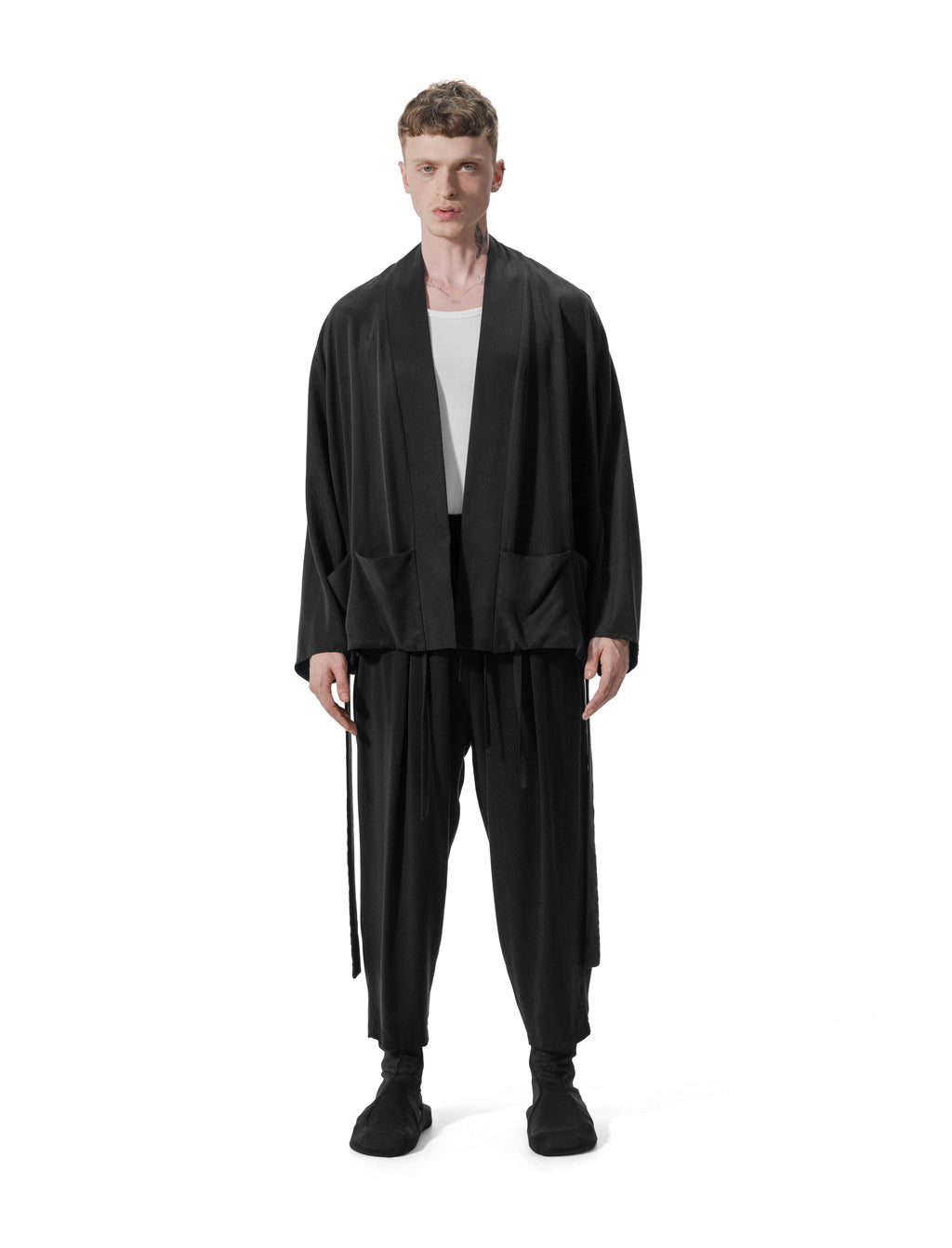Ejja Design Yarasa Kollu Kemerli Çift Cepli Tencel Kimono — Wabisabi