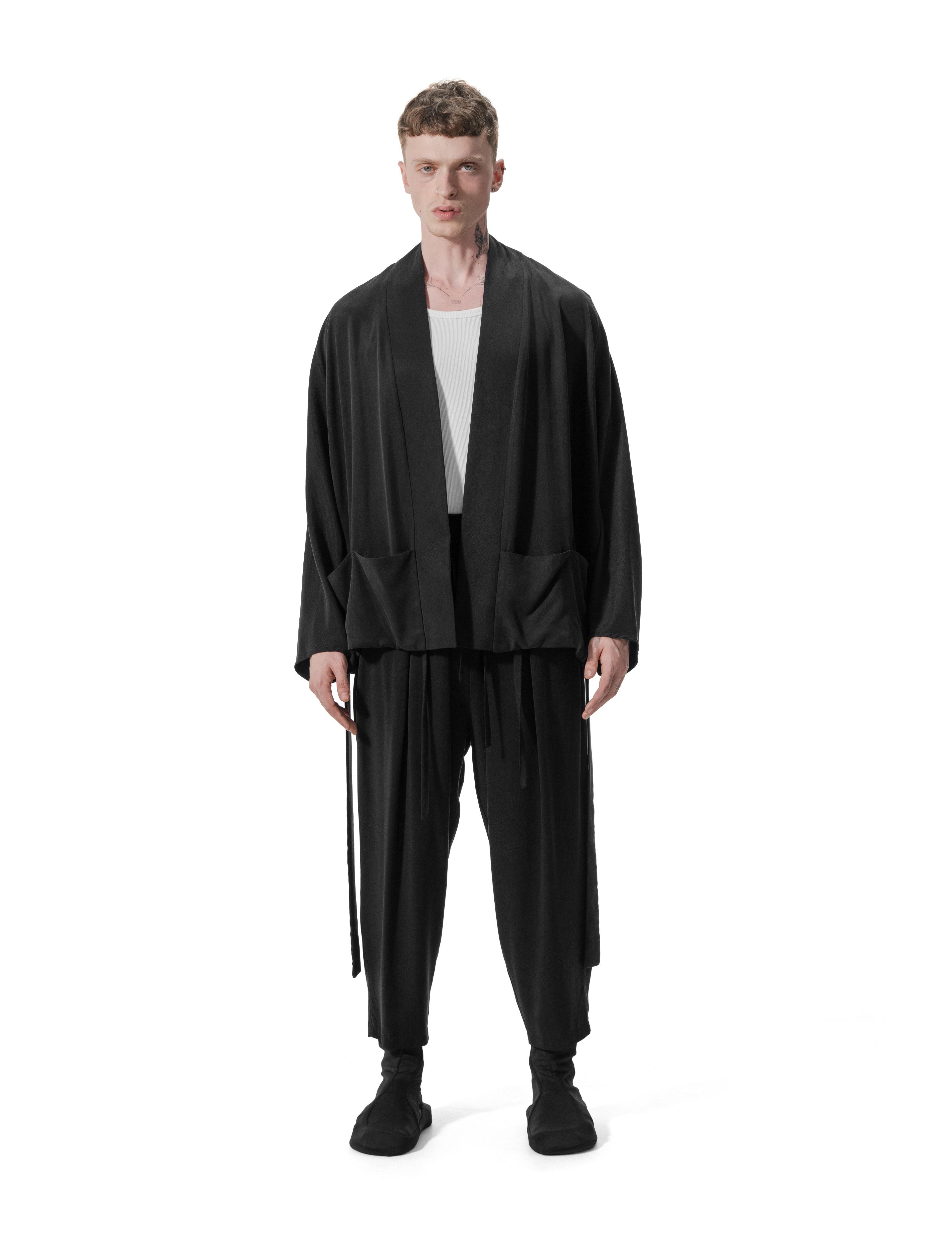 Ejja Design Yarasa Kollu Kemerli Çift Cepli Tencel Kimono — Wabisabi