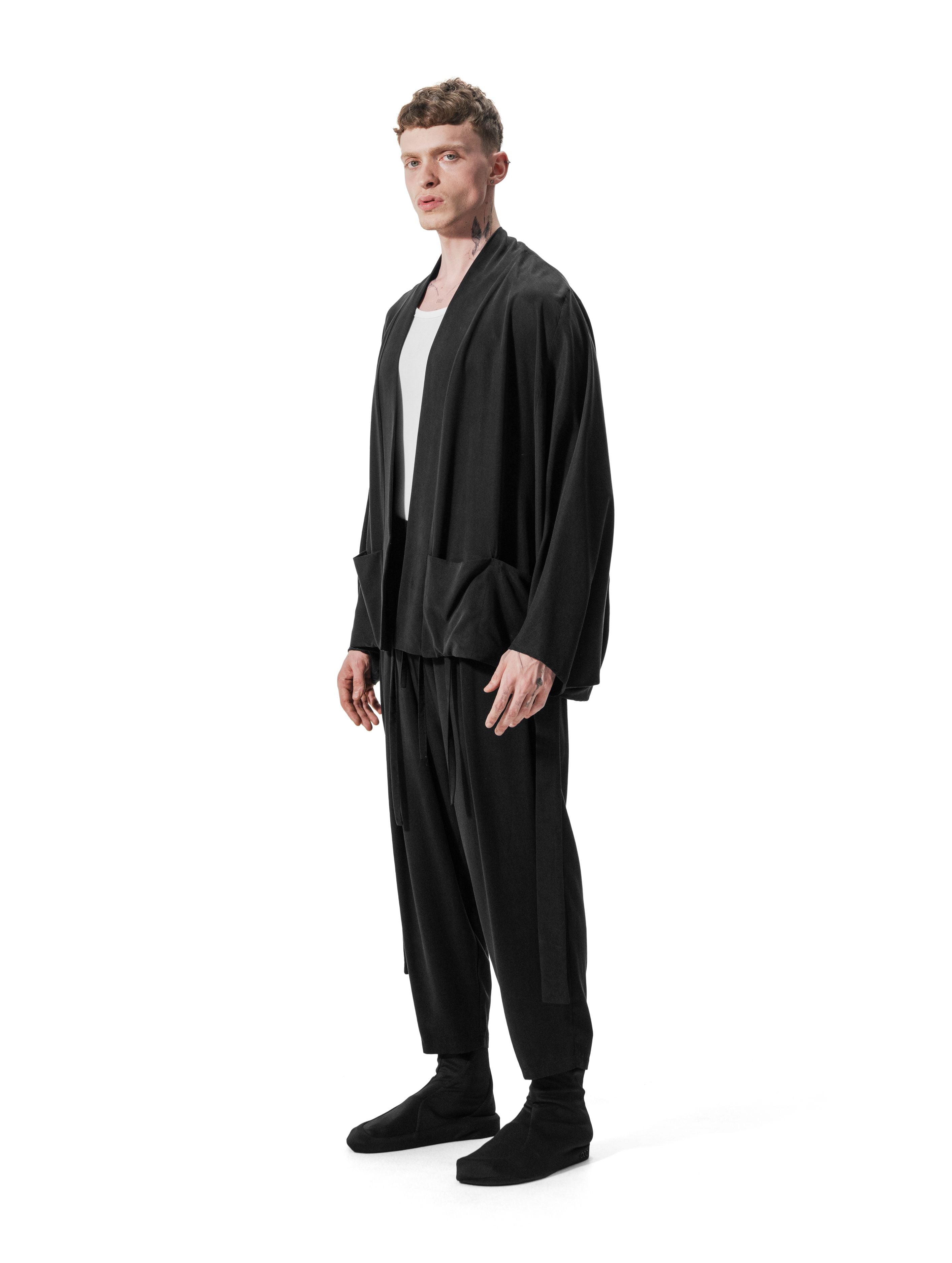 Ejja Design Yarasa Kollu Kemerli Çift Cepli Tencel Kimono — Wabisabi