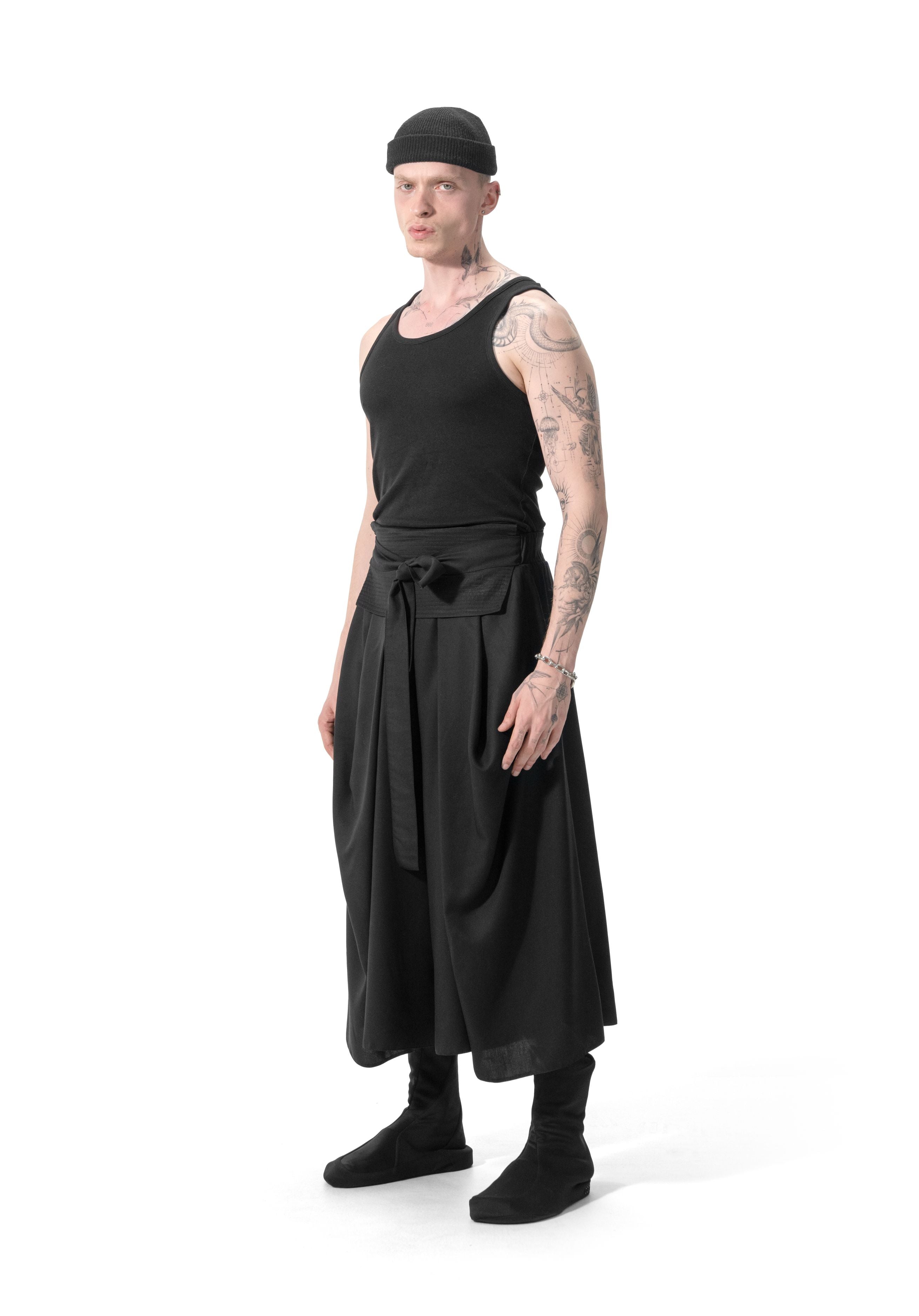 Ejja Design Pileli Kemer dikiş Detaylı Bol Kesim Tencel Pantolon — Wabisabi